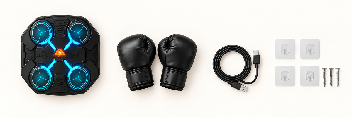 Panel de boxeo musical y sus accesorios