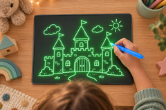 Pizarra mágica LED con castillo luminoso orientado correctamente