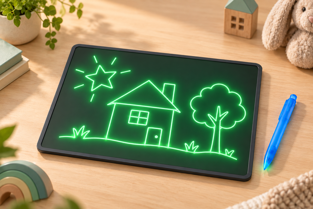 Pizarra mágica LED con dibujo luminoso y lápiz azul
